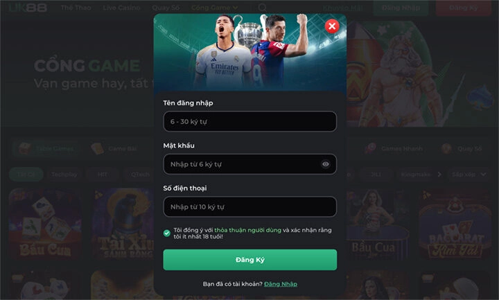 Hướng dẫn đăng ký & nạp tiền và chơi game tại UK88