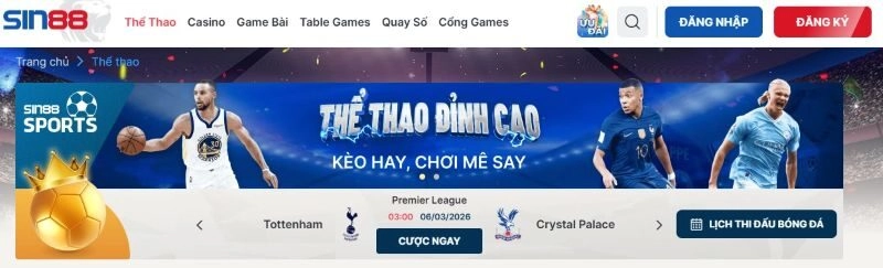 Link vào cổng cược Sin88 chính thức 2026